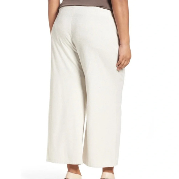 Eileen Fisher Pure Silk Noil Wide Leg Crop Pants Cream 2X ? Capri Nubby Textured - Picture 3 of 10